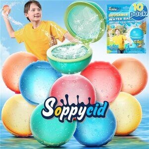 12Pcs Reusable Water Balloon Pool Toys, Refillable Magnetic‎ Water Ball for Kids